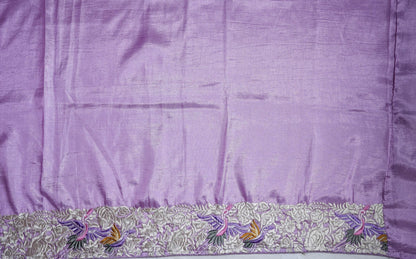 Purple Embroidery Silk Saree