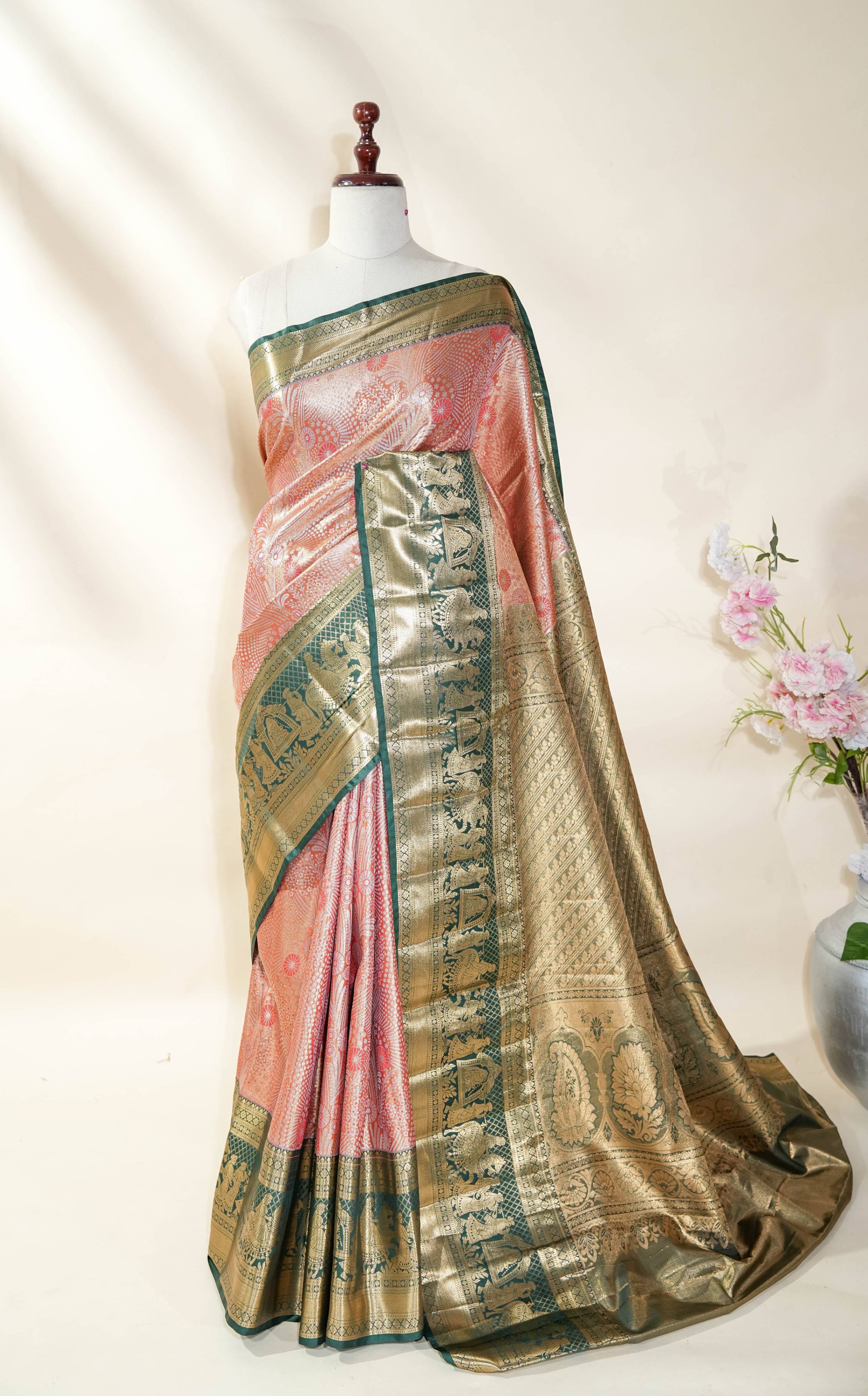 Orange Kanchipuram Saree