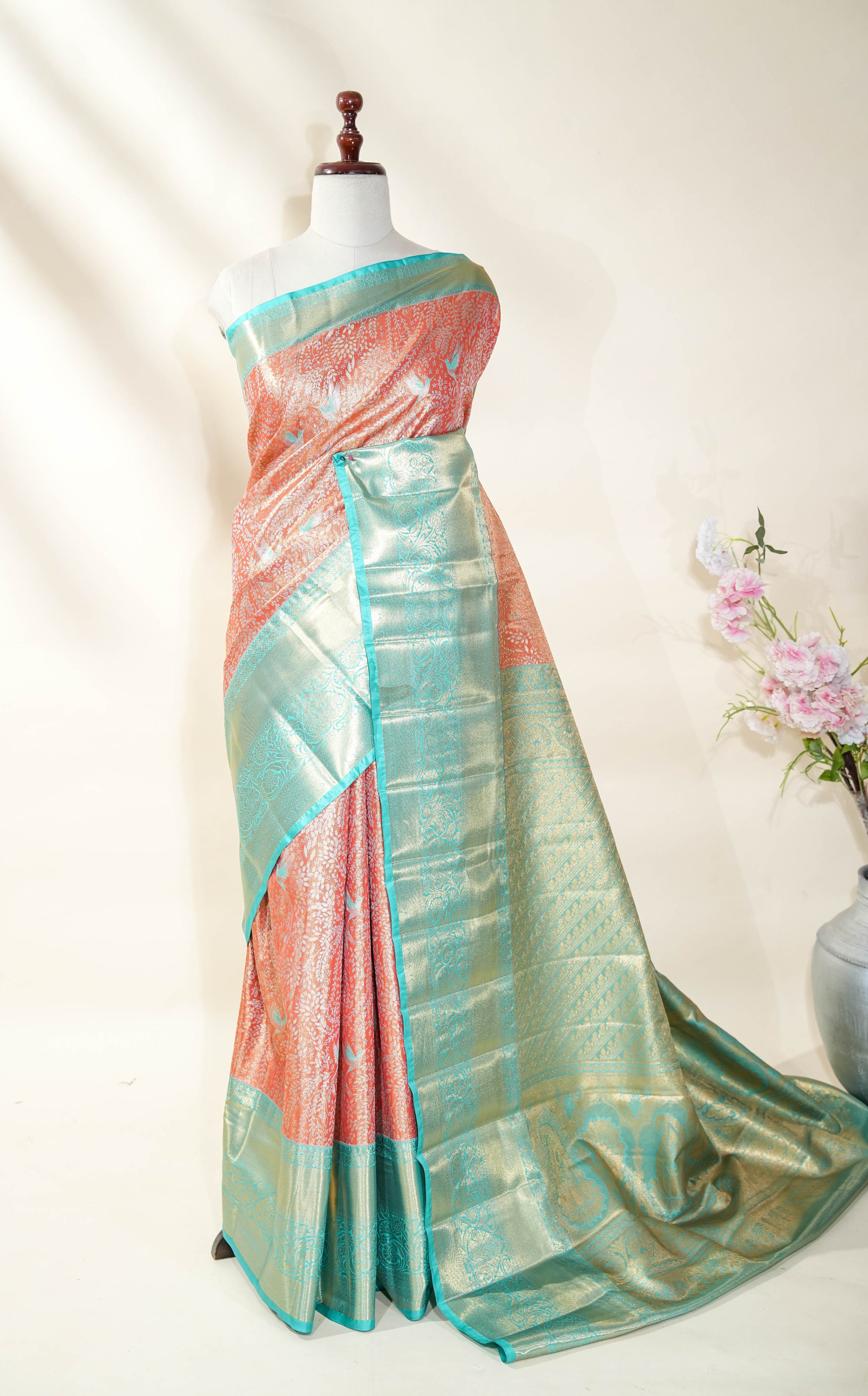 Orange Kanchipuram Saree