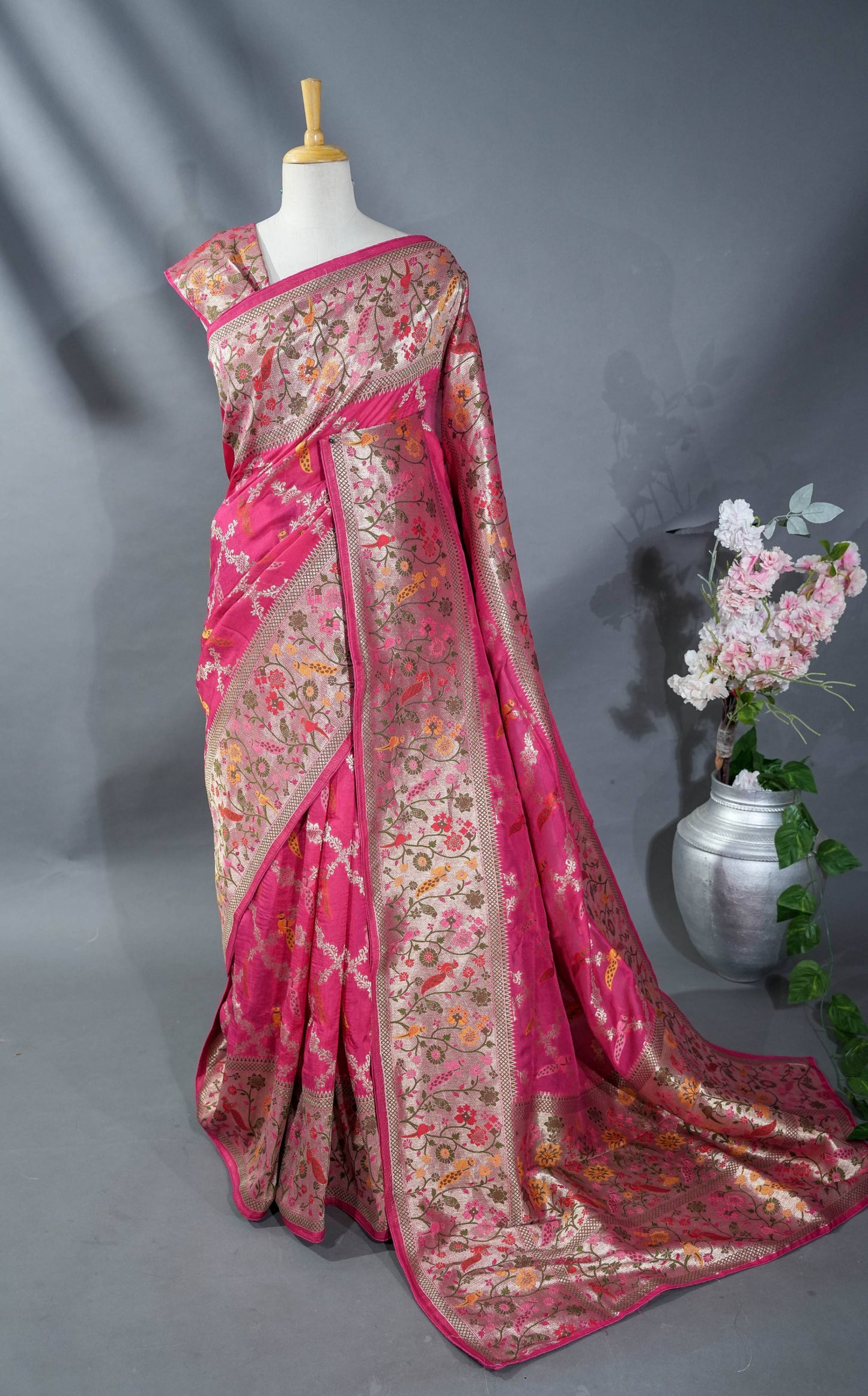 Pink Banarasi Dupion Saree