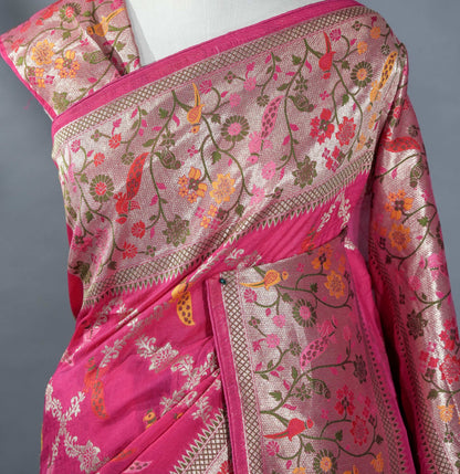Pink Banarasi Dupion Saree