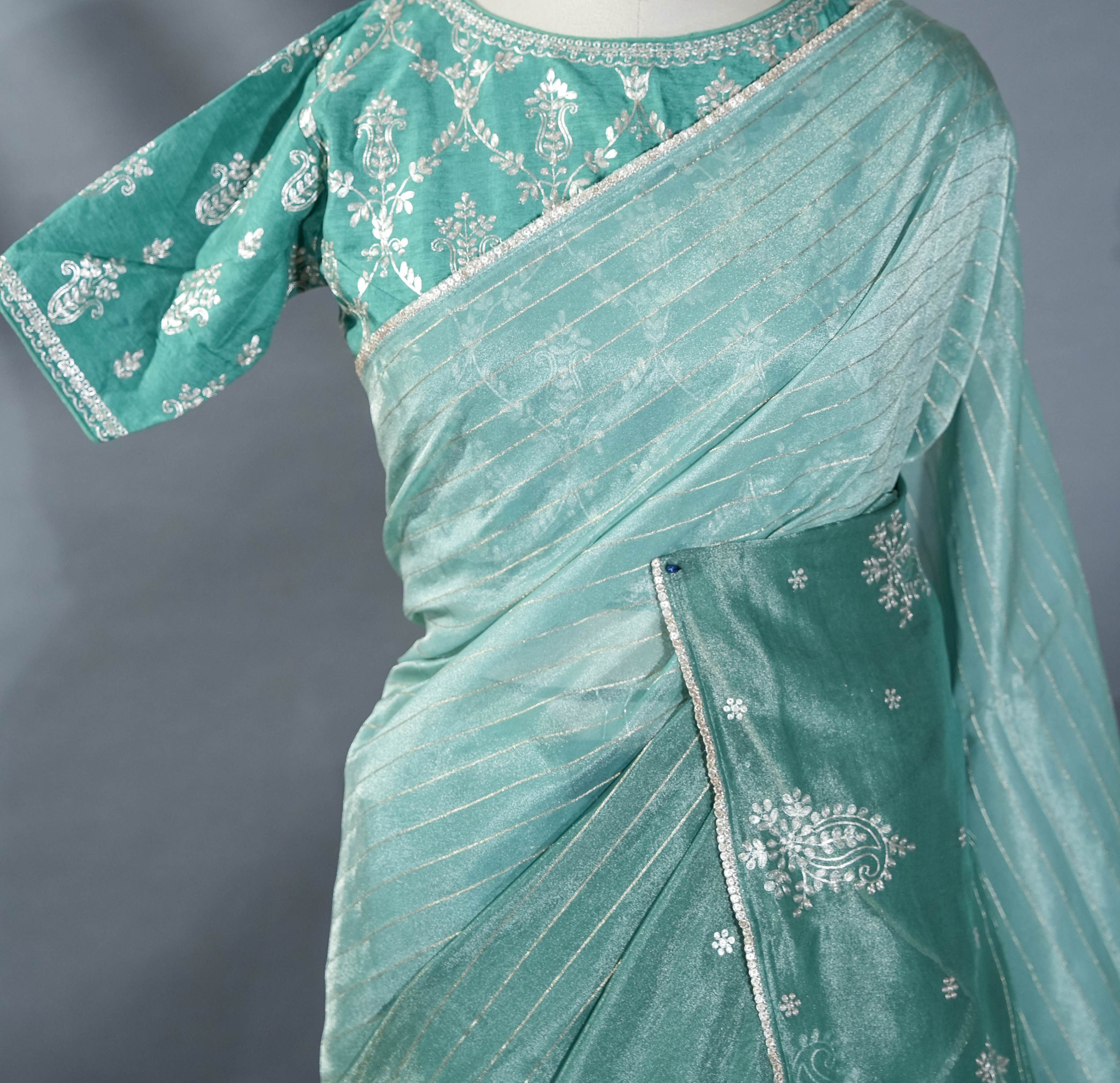 Multicolor Embroidery Tissue Saree