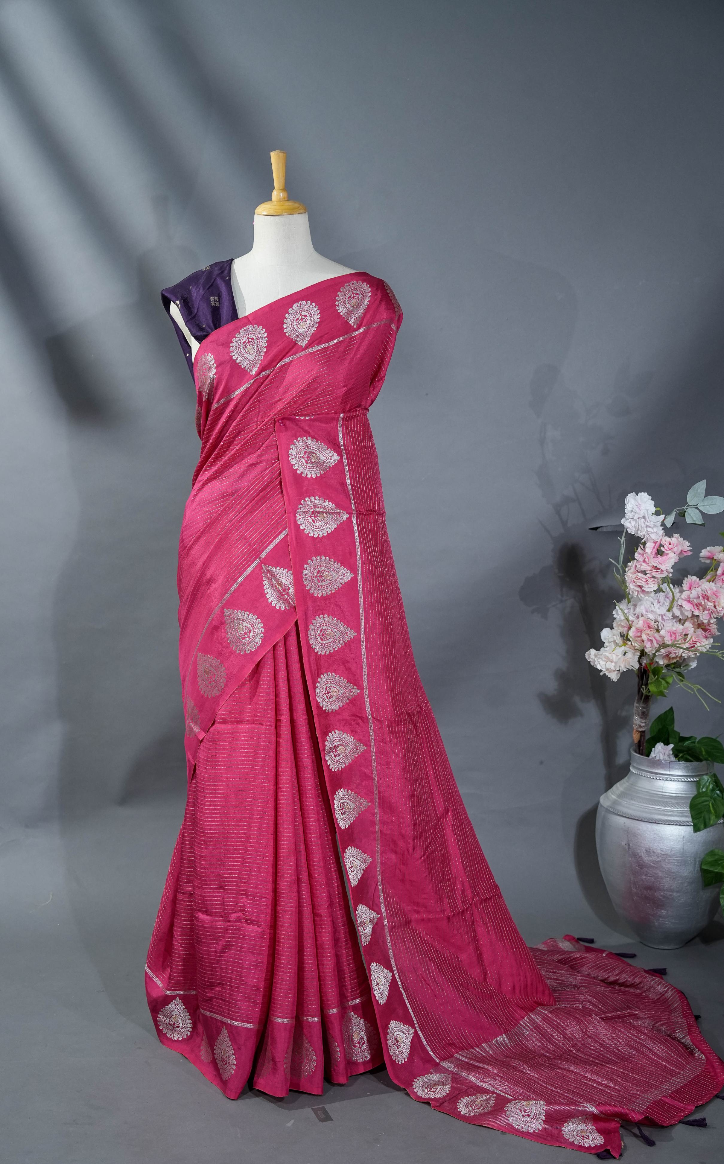 Pink Banarasi Silk Saree