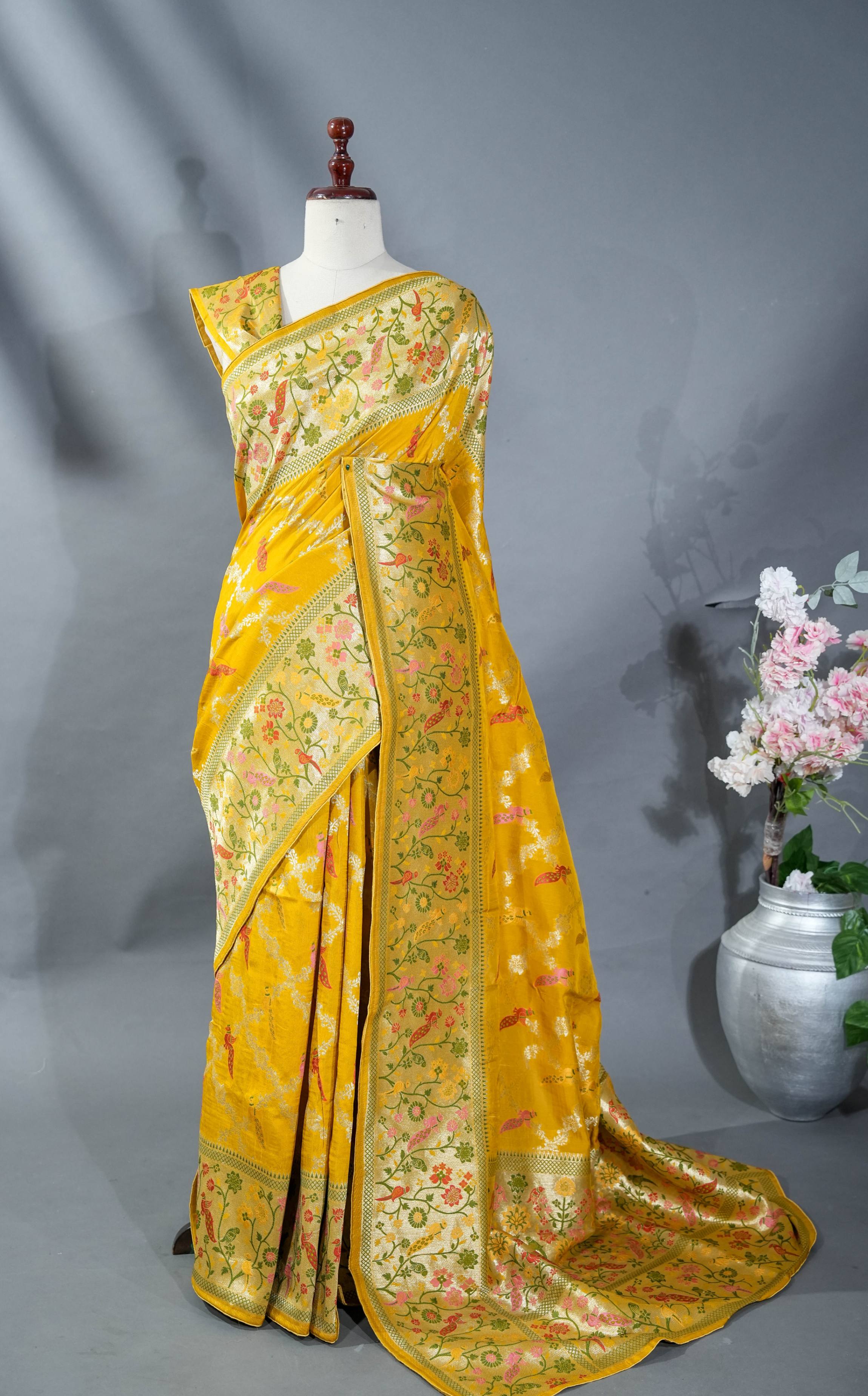 Yellow Banarasi Dupion Saree