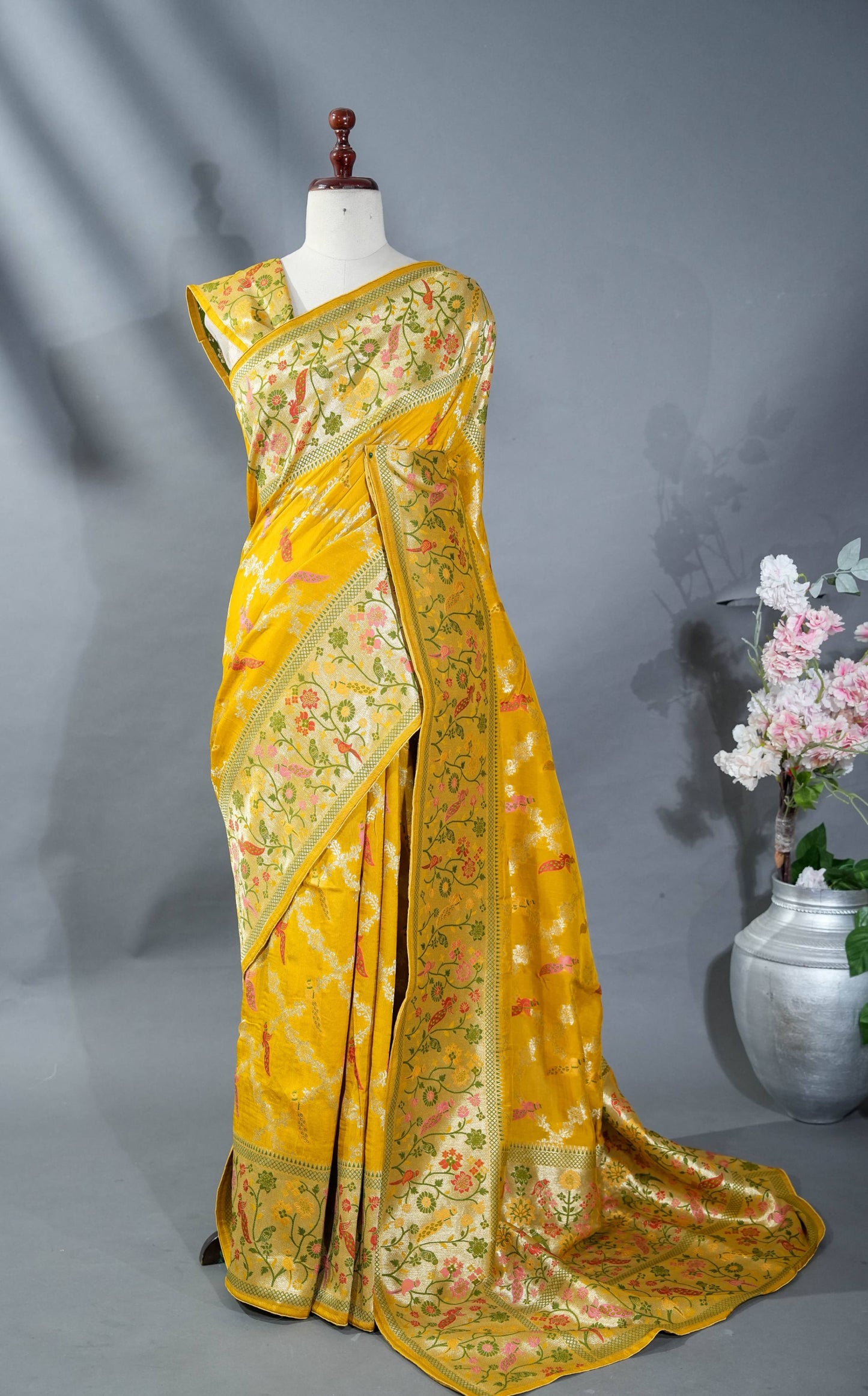 Yellow Banarasi Dupion Saree