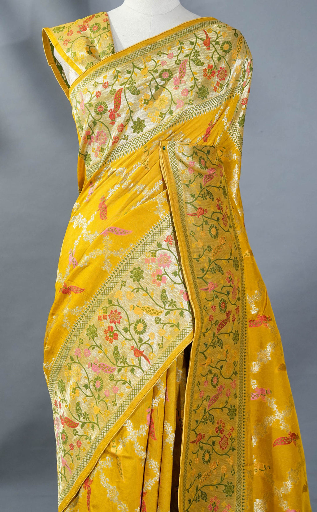 Yellow Banarasi Dupion Saree