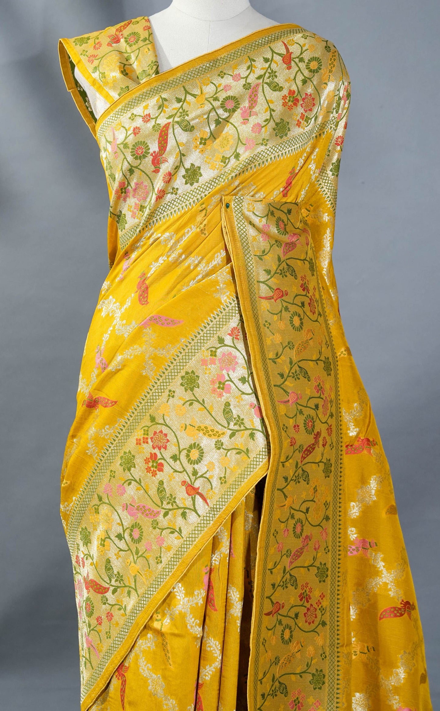 Yellow Banarasi Dupion Saree