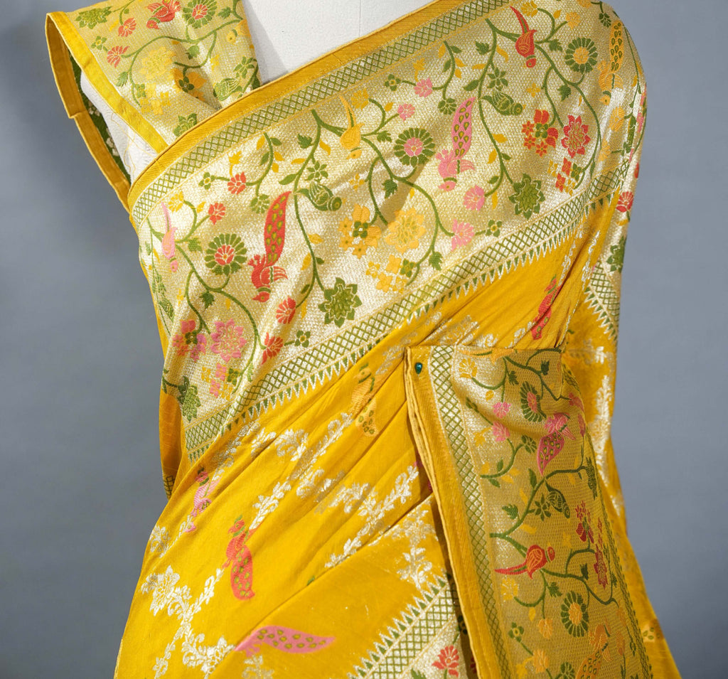 Yellow Banarasi Dupion Saree