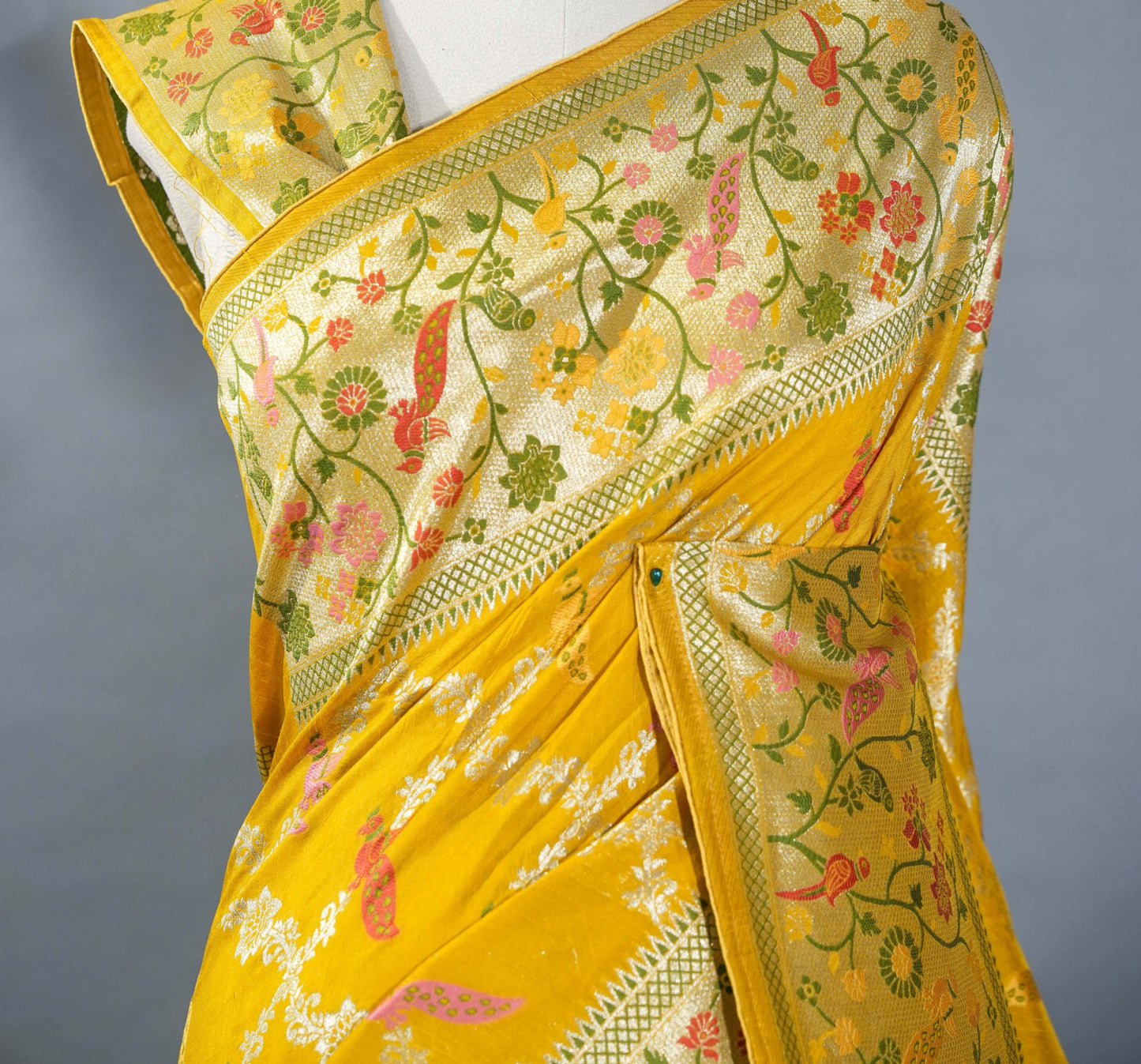 Yellow Banarasi Dupion Saree