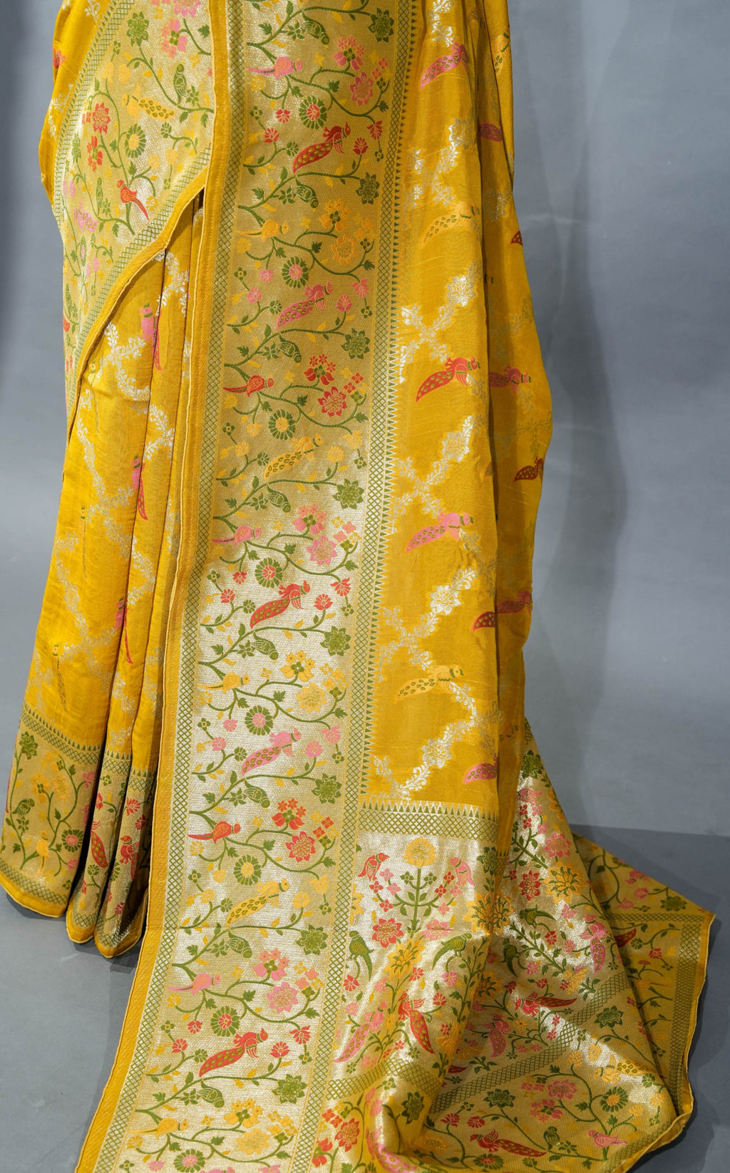Yellow Banarasi Dupion Saree