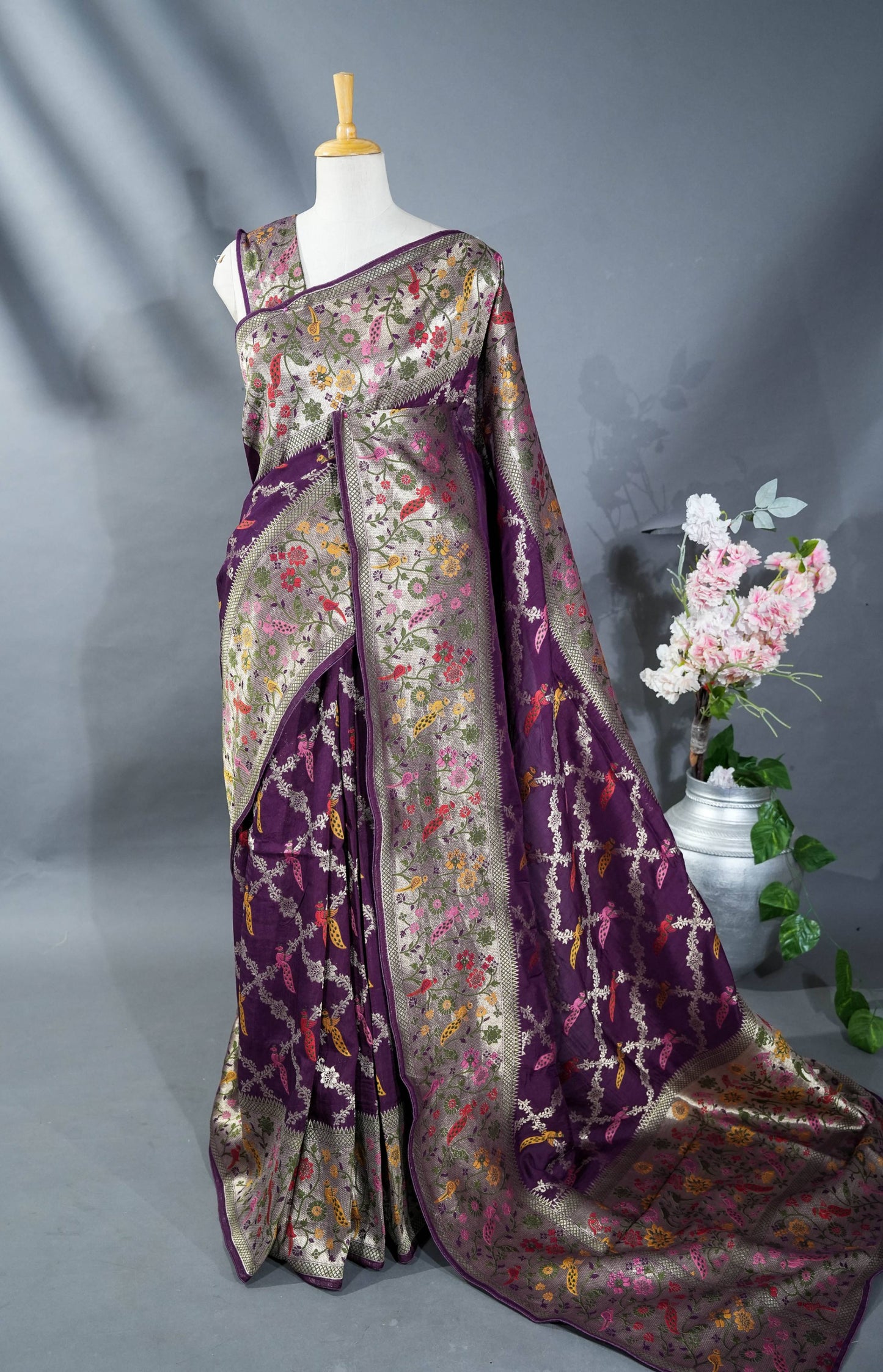 Purple Banarasi Dupion Saree