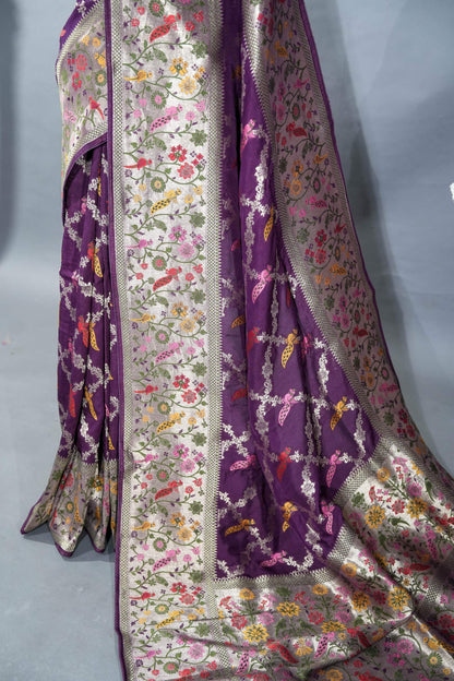 Purple Banarasi Dupion Saree