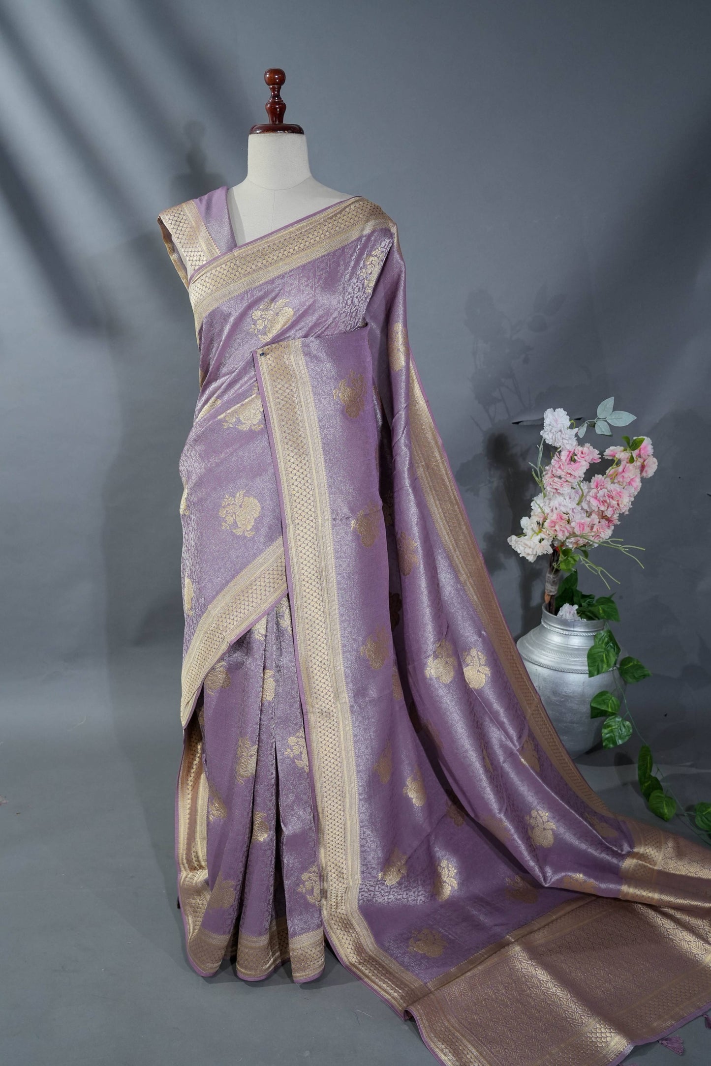 Purple Banarasi Tissue Saree