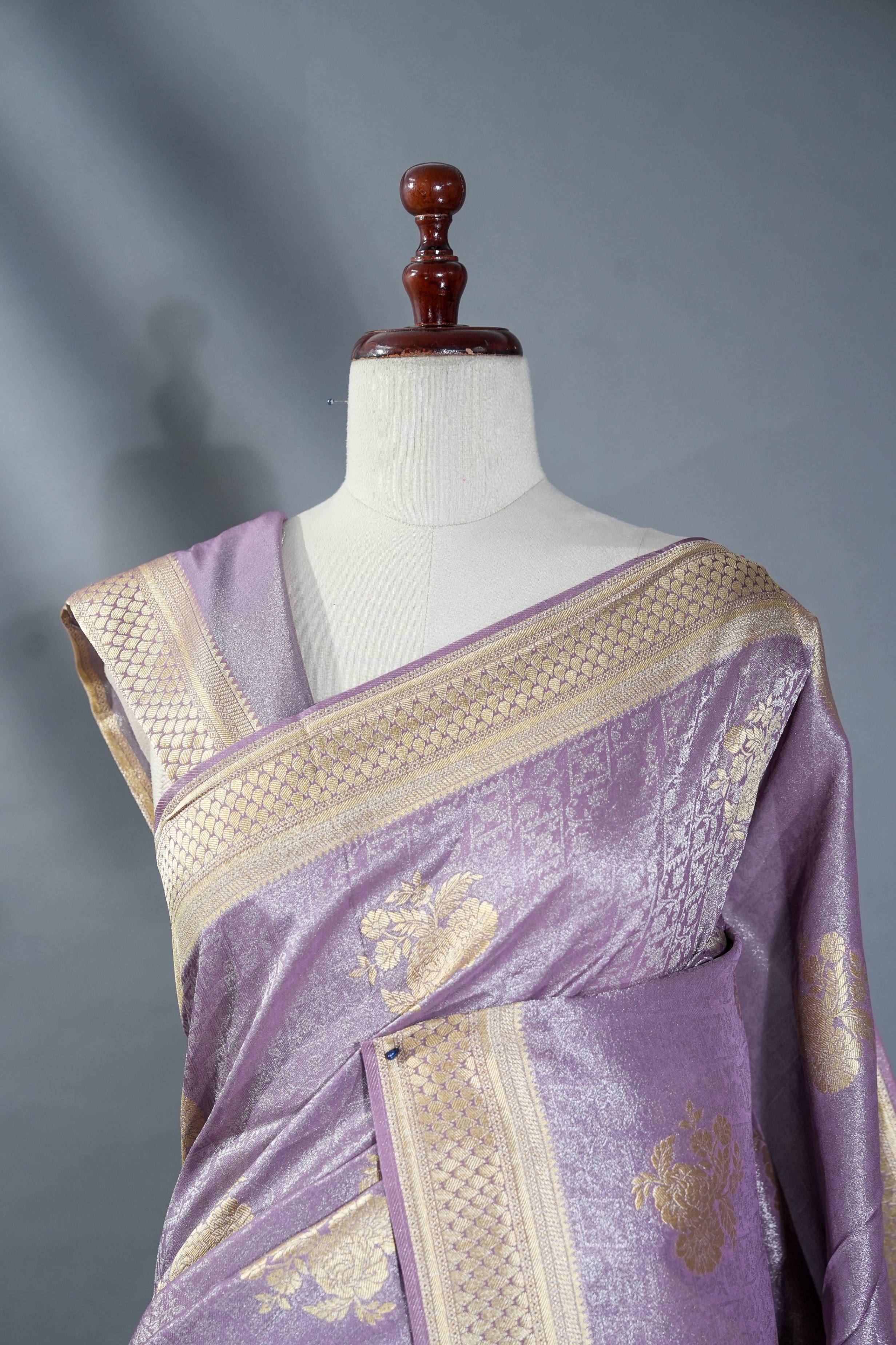 Purple Banarasi Tissue Saree