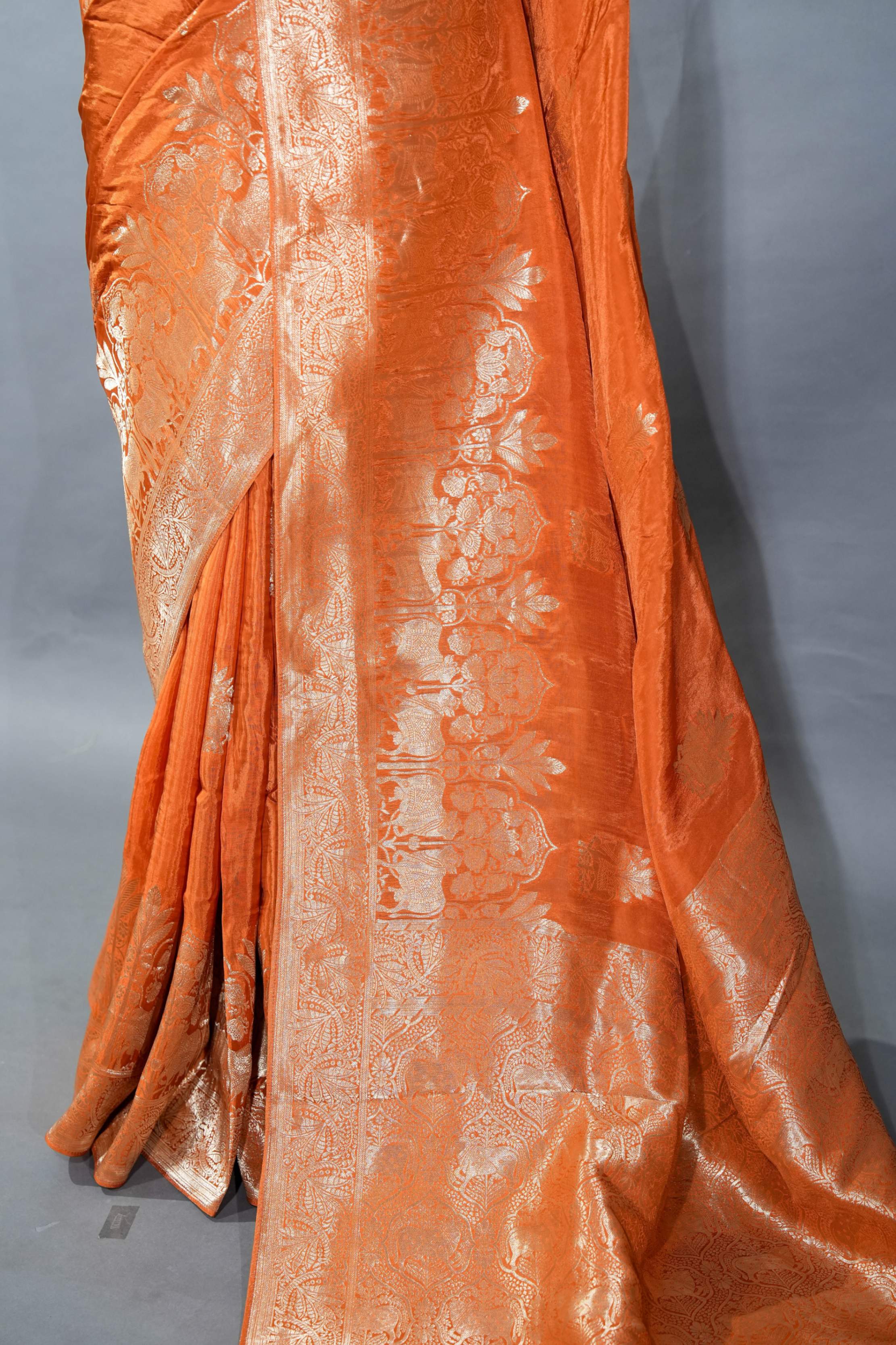 Orange Banarasi Silk Saree