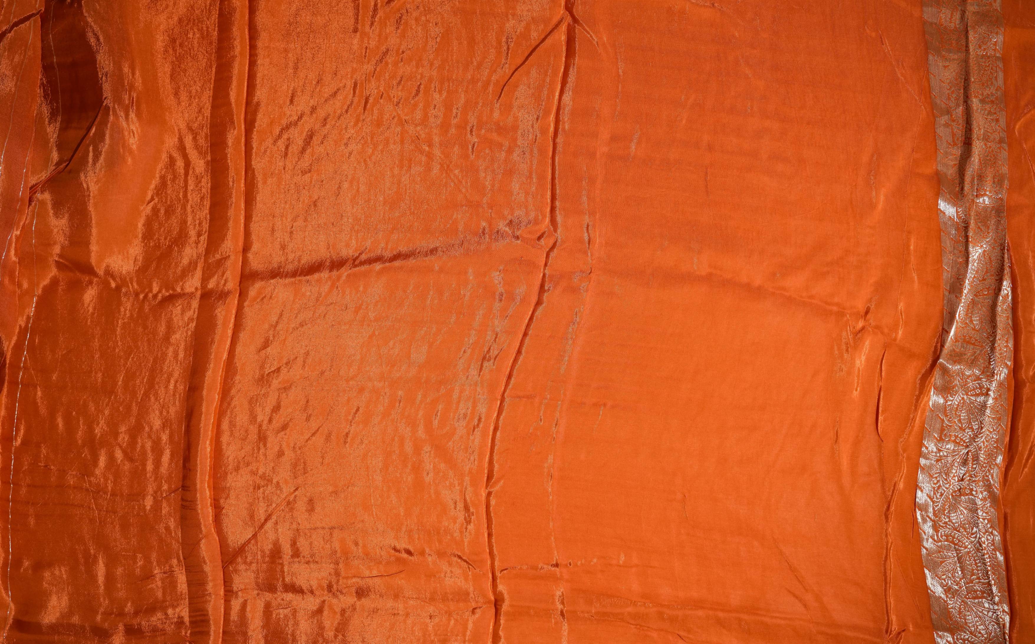 Orange Banarasi Silk Saree