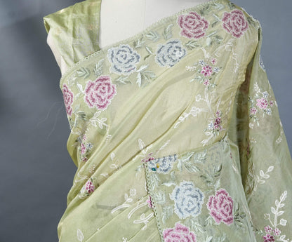 Gold Embroidery Tissue Saree