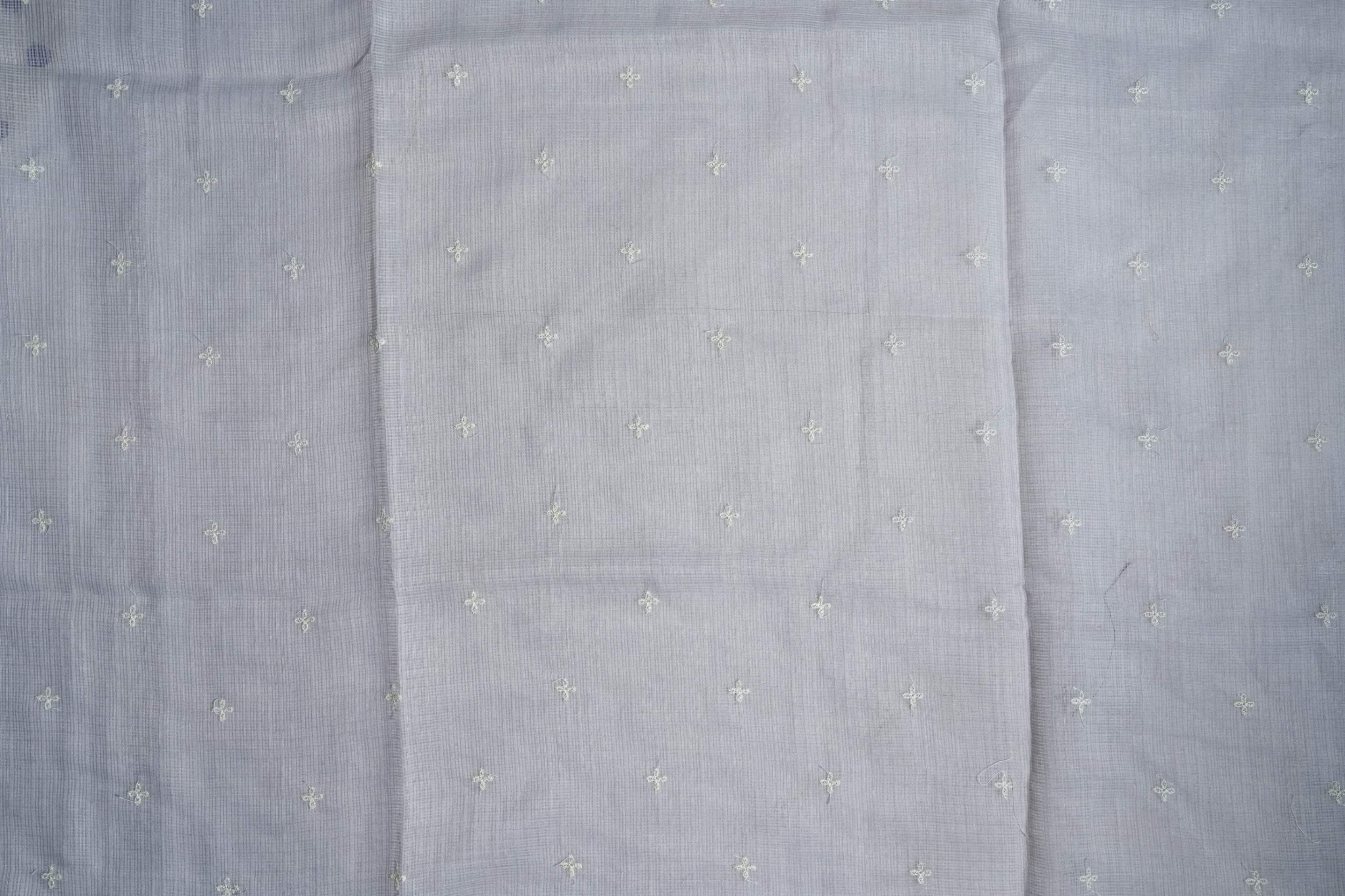 Off White Printed Embroidery Silk Kota Saree