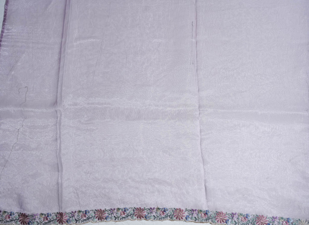 Purple Embroidery Organza Saree