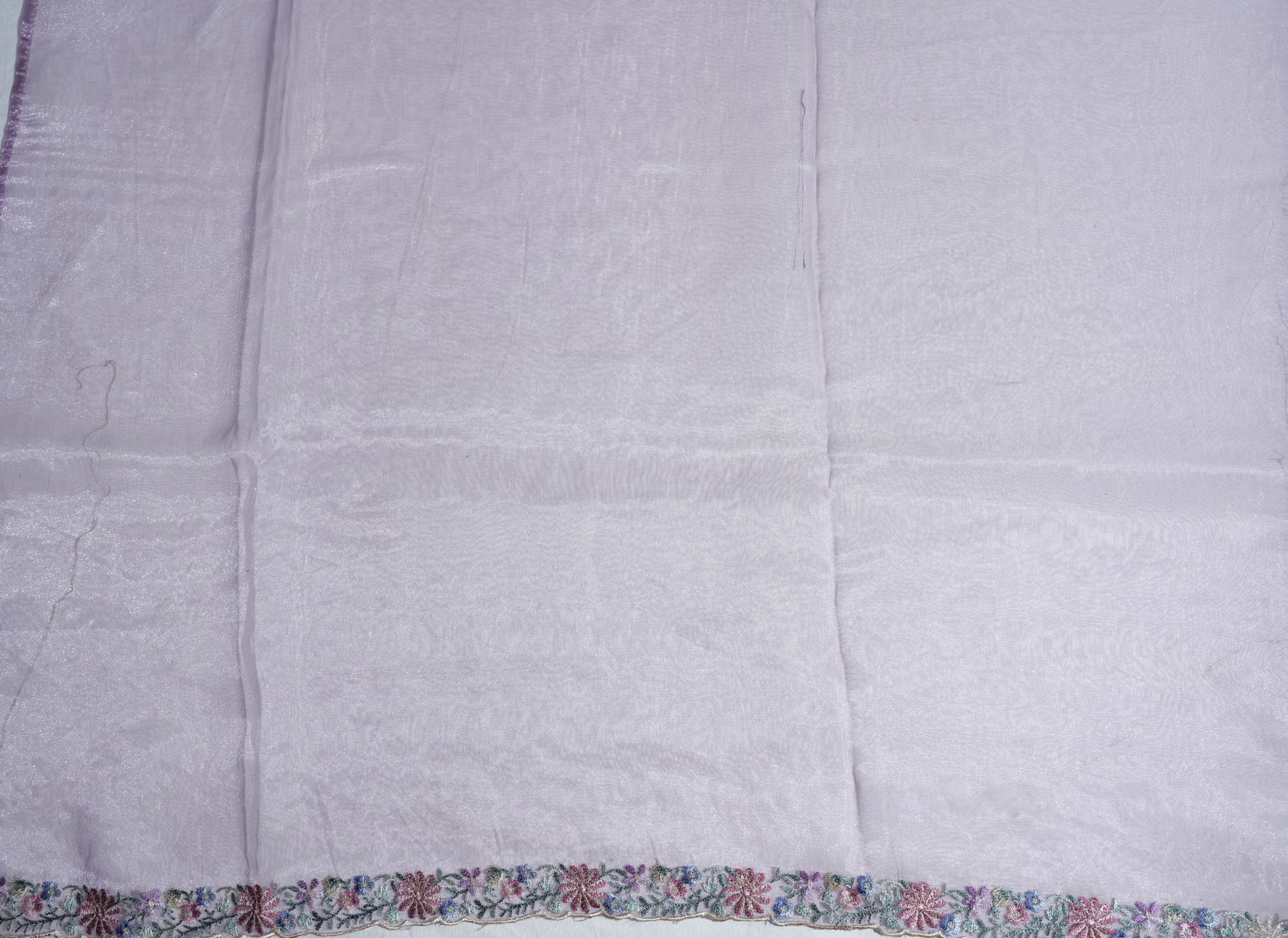 Purple Embroidery Organza Saree