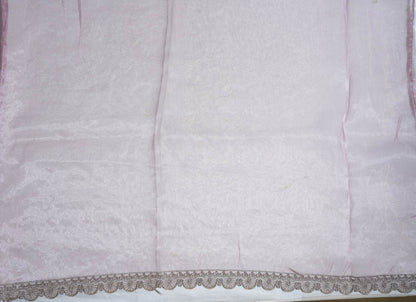 Pink Embroidery Tissue Saree