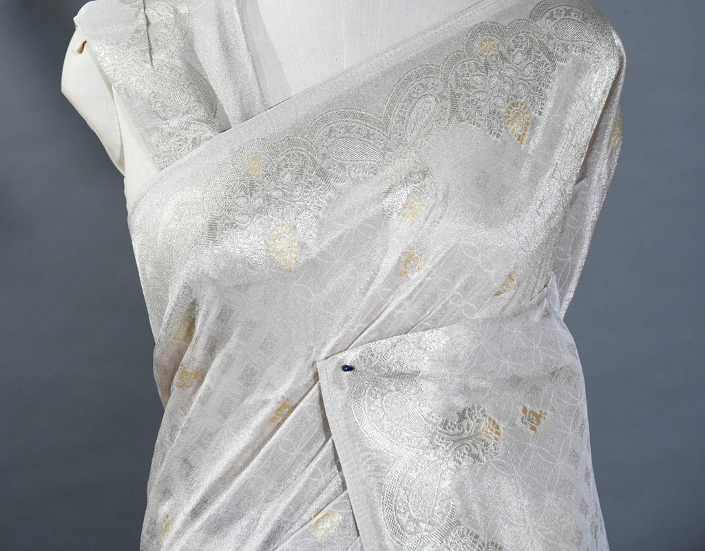 Silver Banarasi Tissue Saree