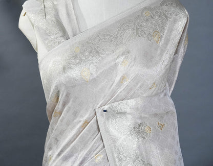 Silver Banarasi Tissue Saree