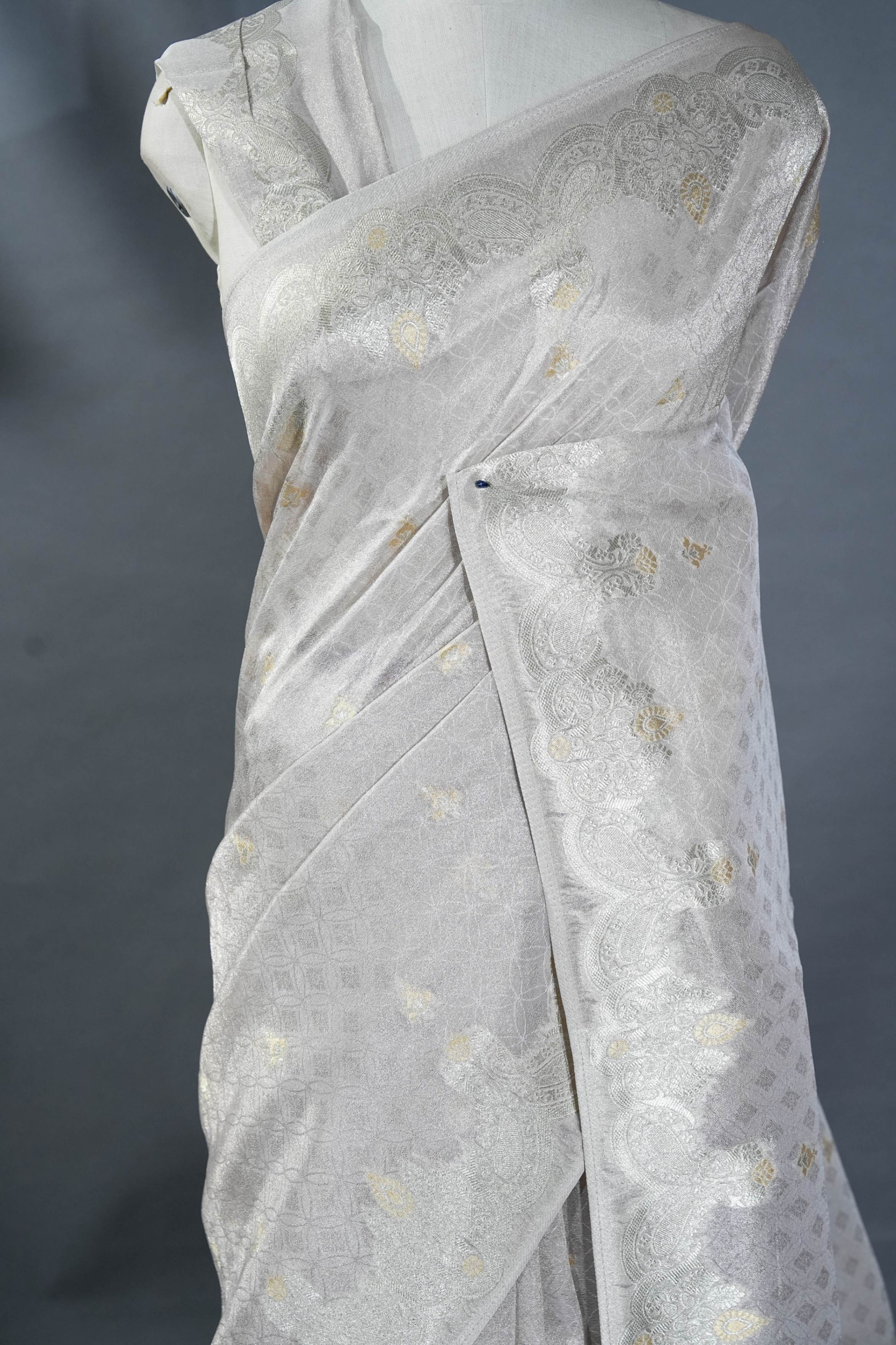 Silver Banarasi Tissue Saree