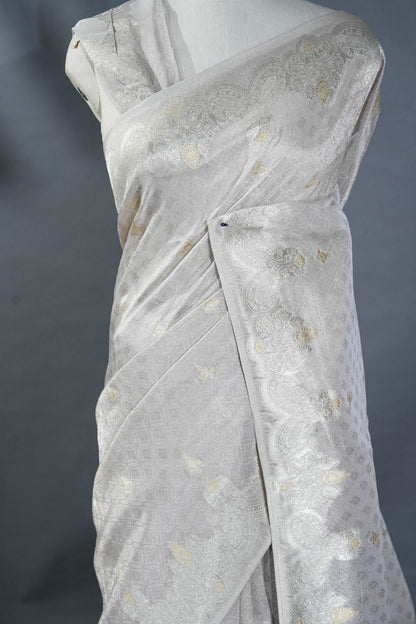 Silver Banarasi Tissue Saree