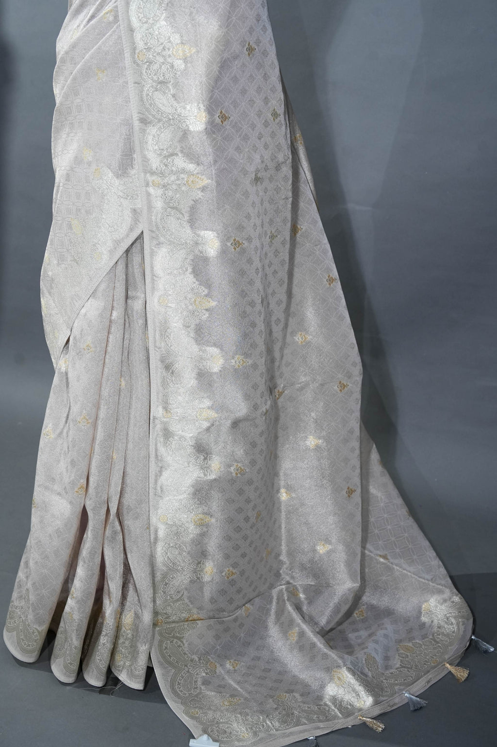 Silver Banarasi Tissue Saree