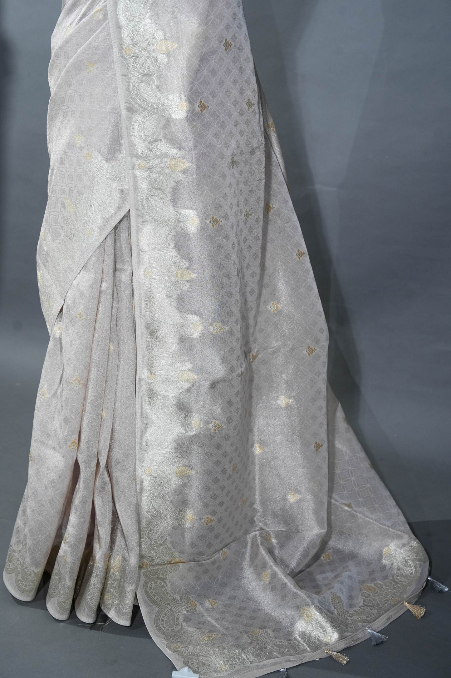 Silver Banarasi Tissue Saree