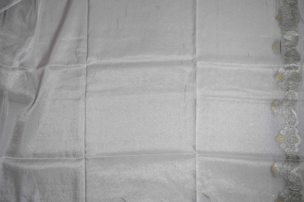 Silver Banarasi Tissue Saree