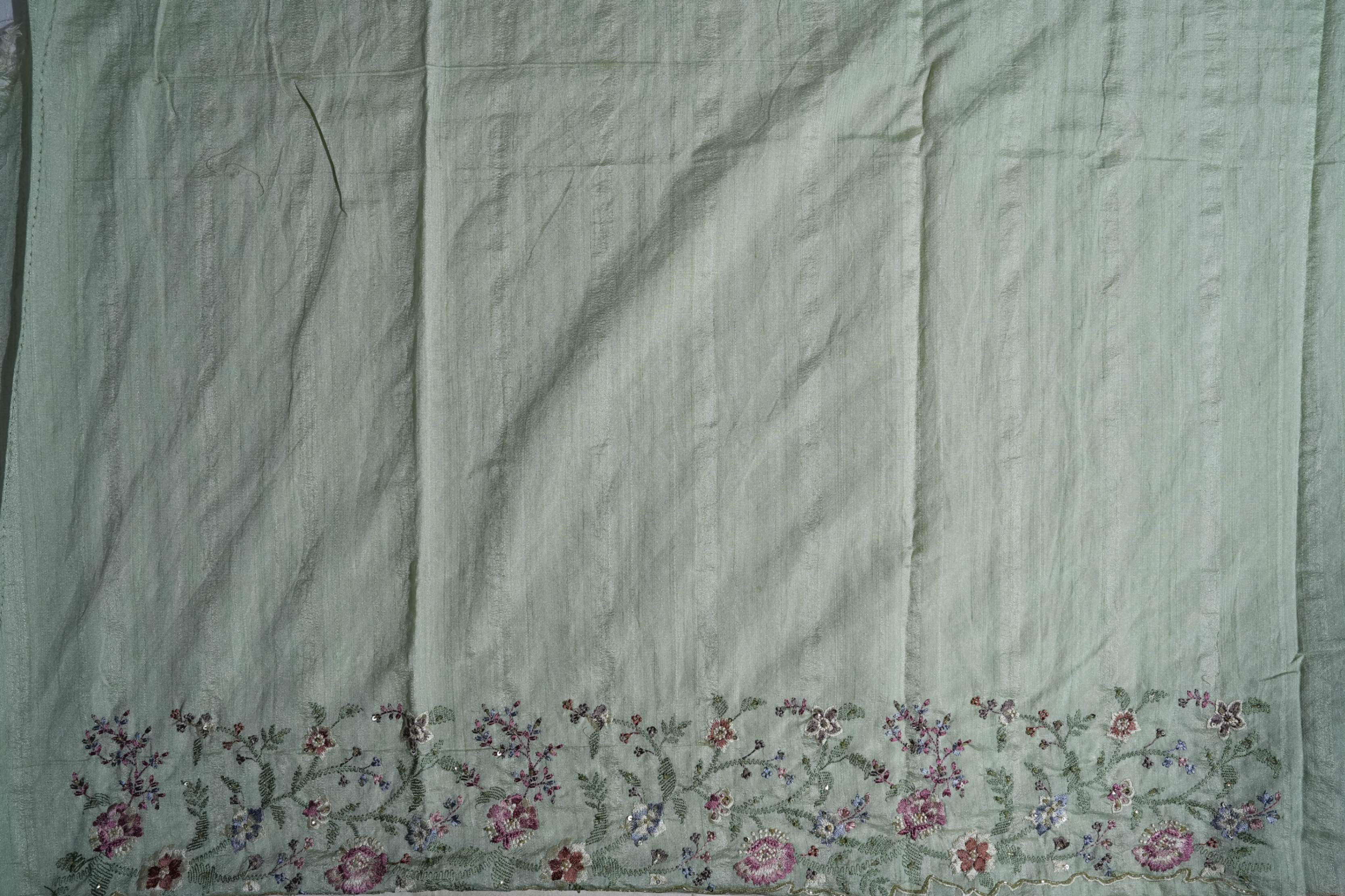 Pastel Embroidery Tussar Saree