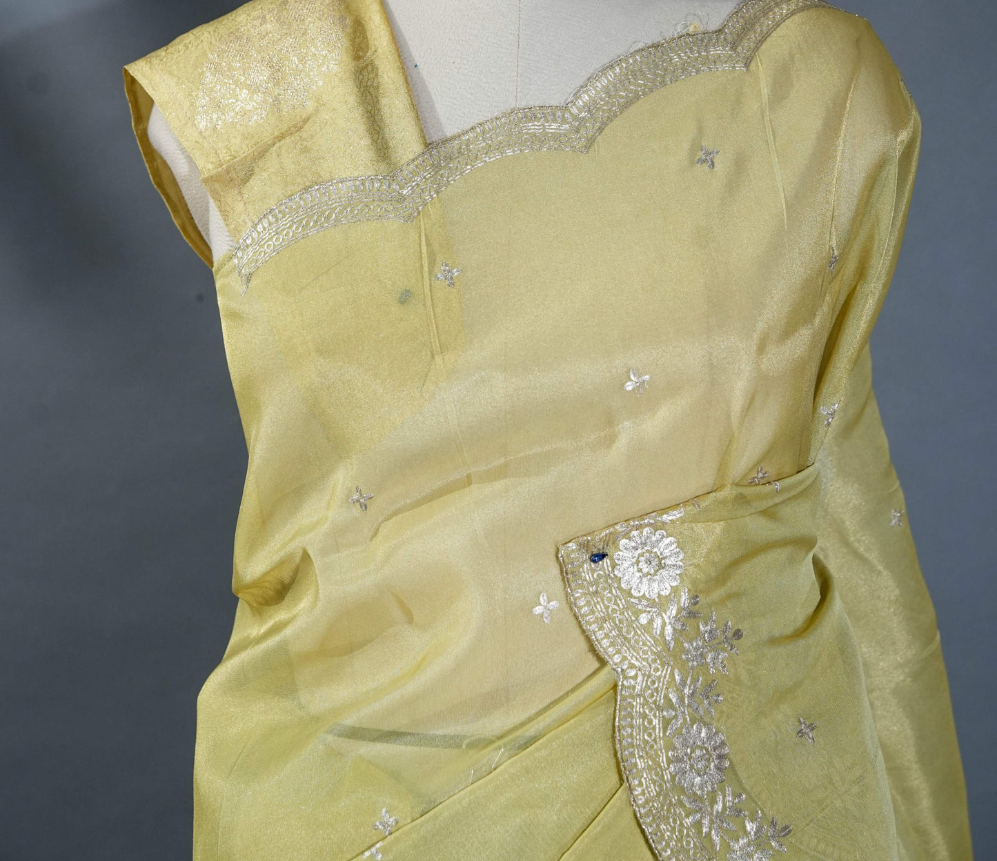 Gold Embroidery Tissue Saree