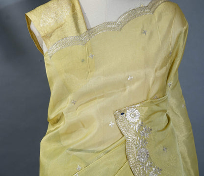 Gold Embroidery Tissue Saree