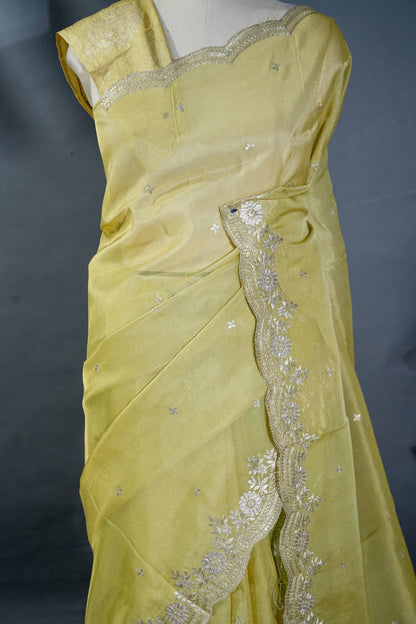 Gold Embroidery Tissue Saree