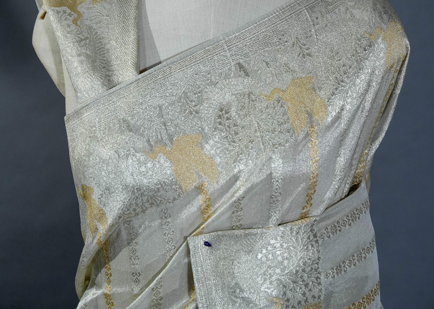 Silver Banarasi Tissue Saree