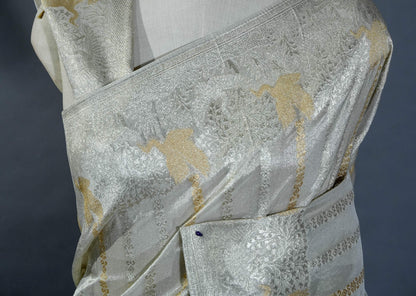 Silver Banarasi Tissue Saree