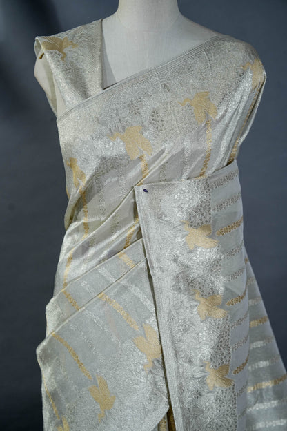 Silver Banarasi Tissue Saree