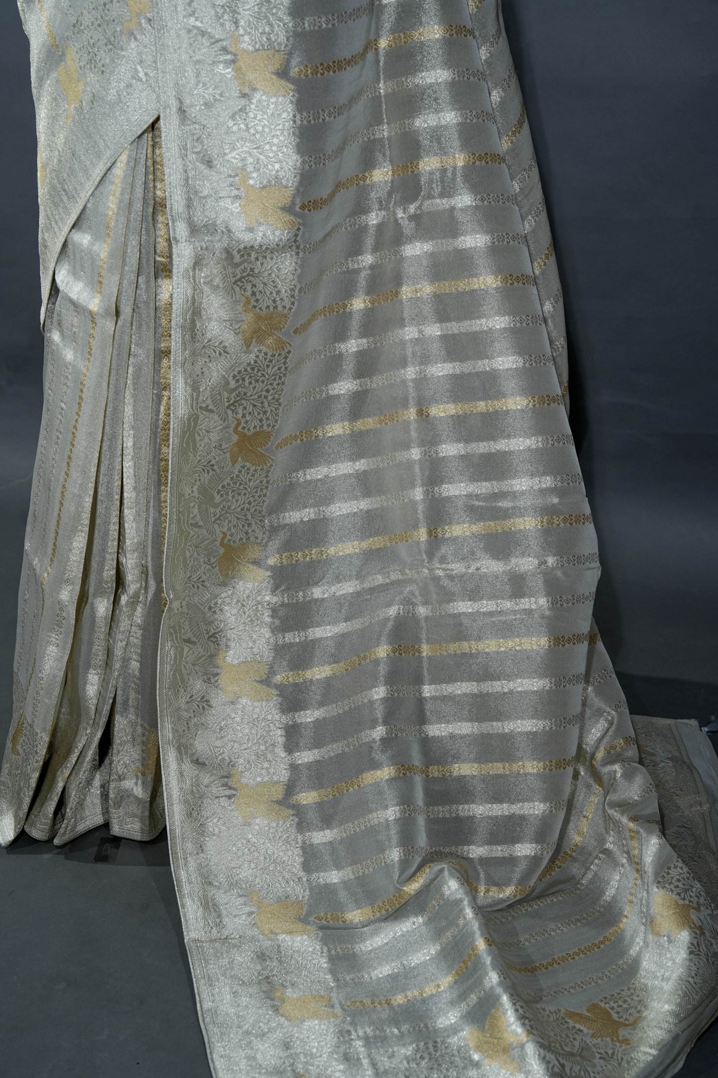 Silver Banarasi Tissue Saree
