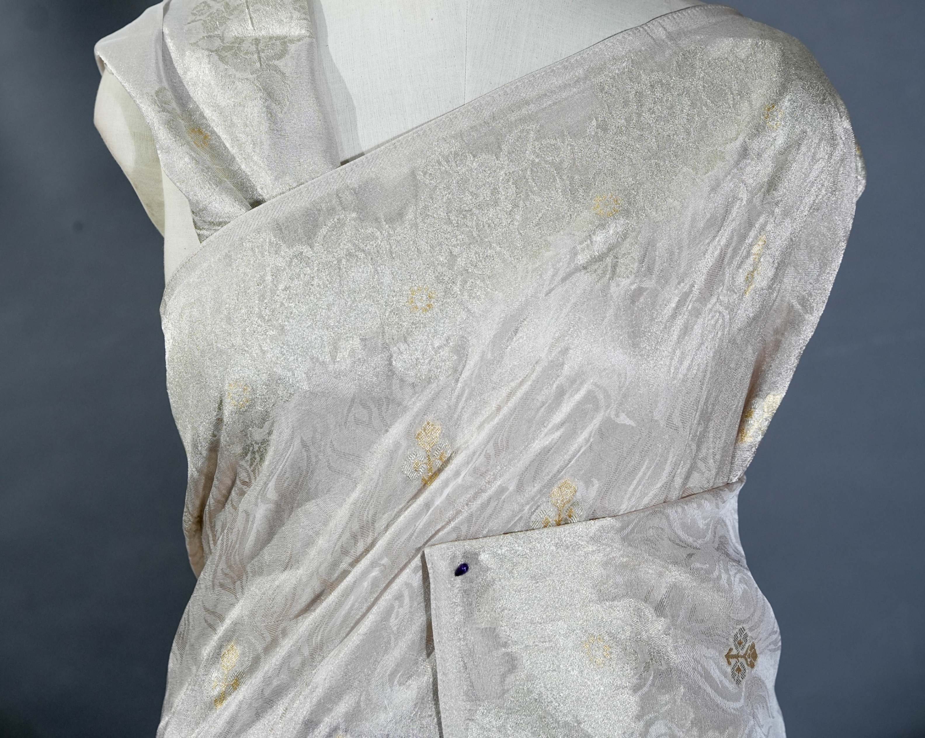 Silver Banarasi Tissue Saree