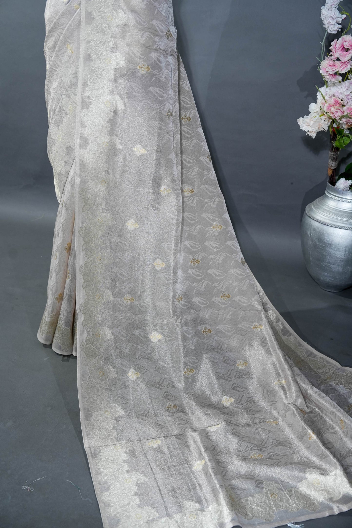 Silver Banarasi Tissue Saree