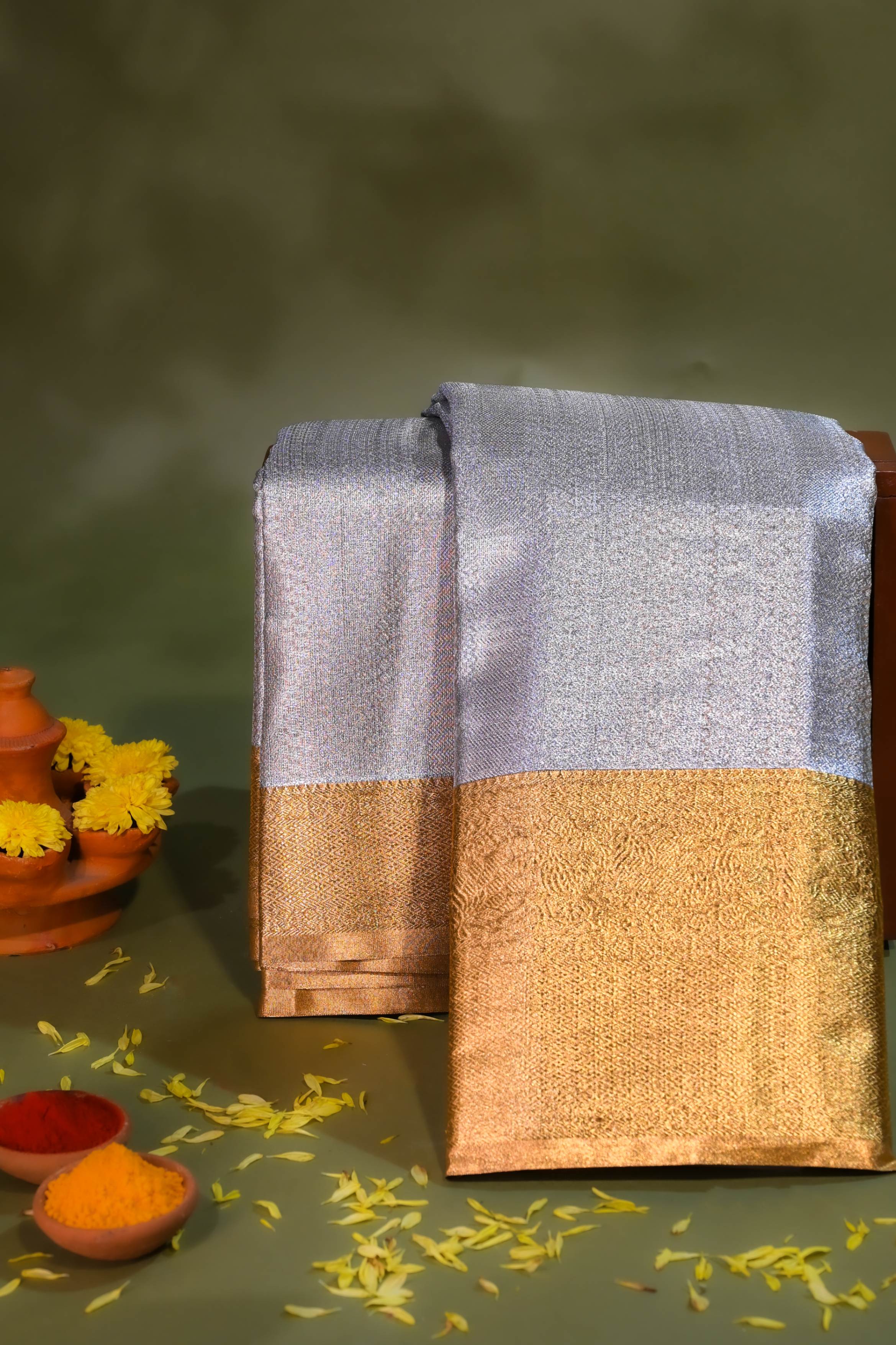 Silver Kanchipuram Saree