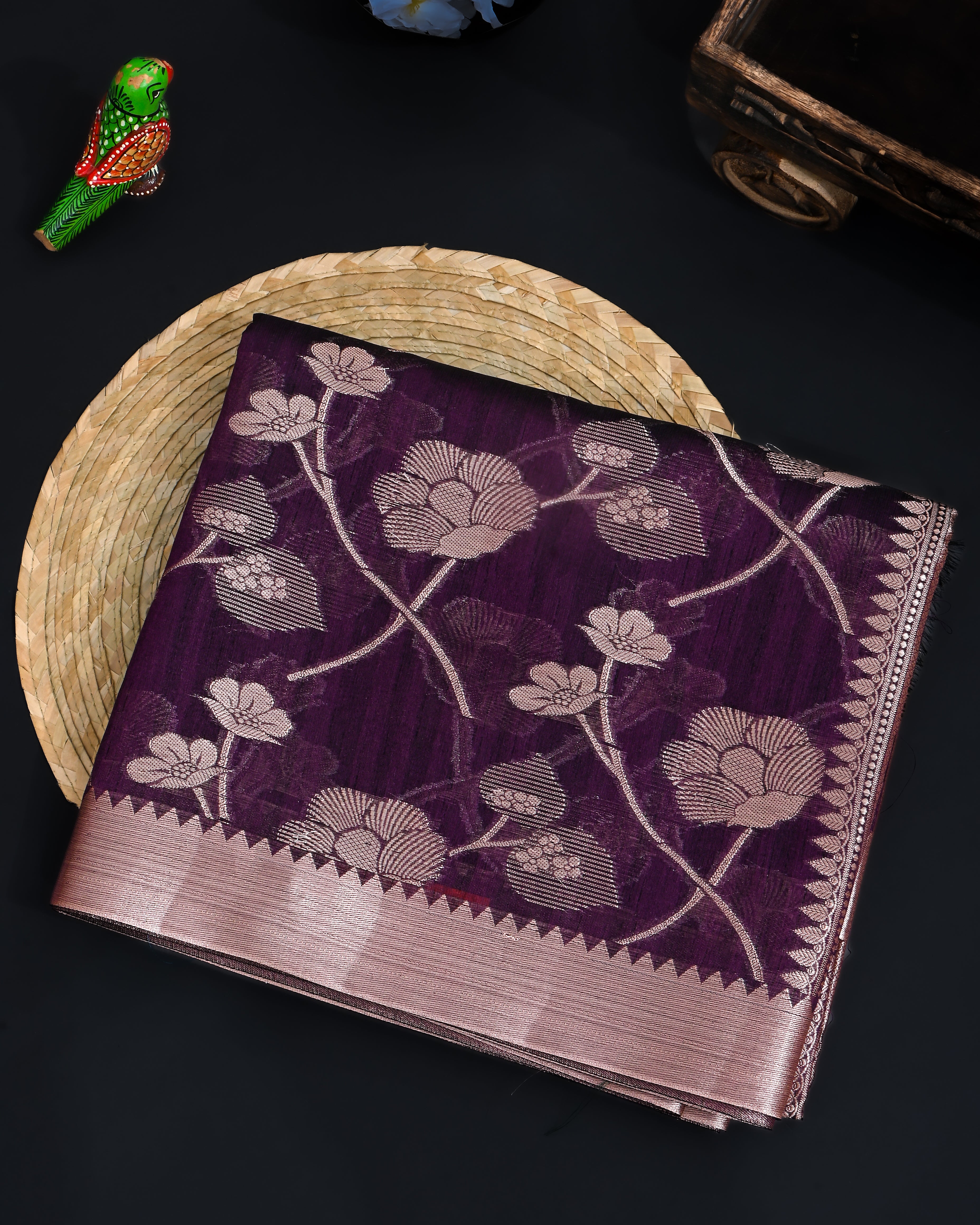 Purple Silk Banarasi Saree