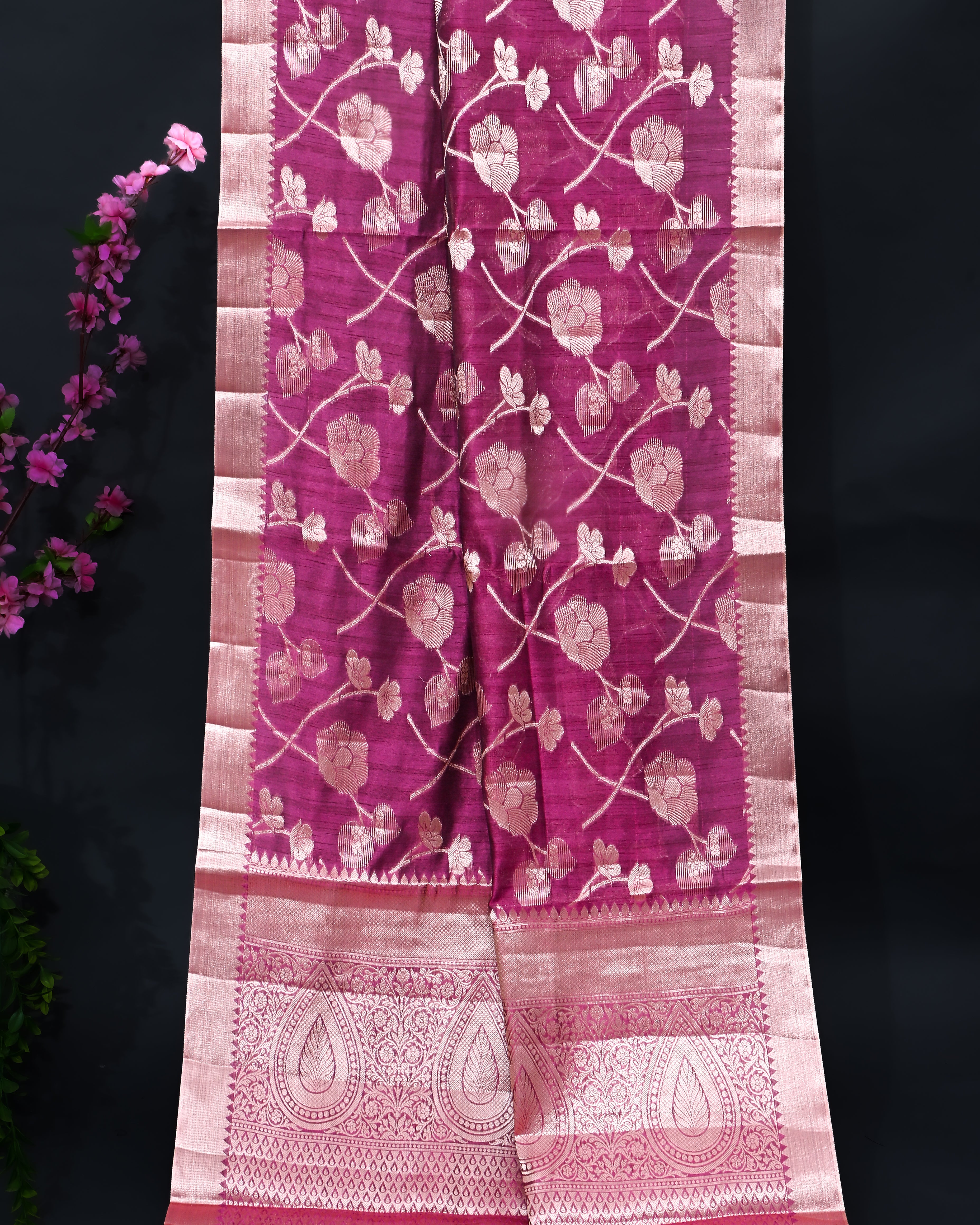 Pink Silk Banarasi Saree