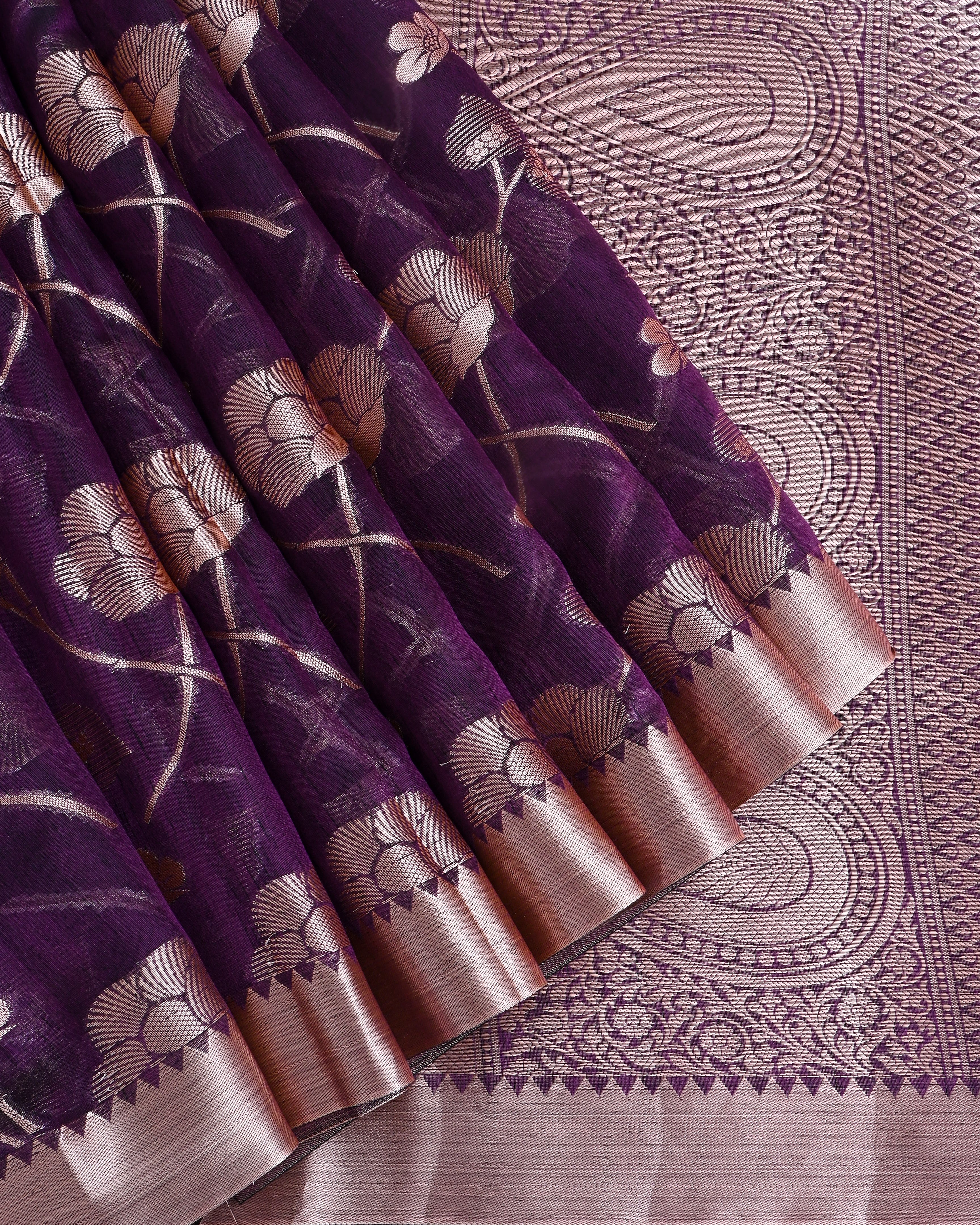 Purple Silk Banarasi Saree