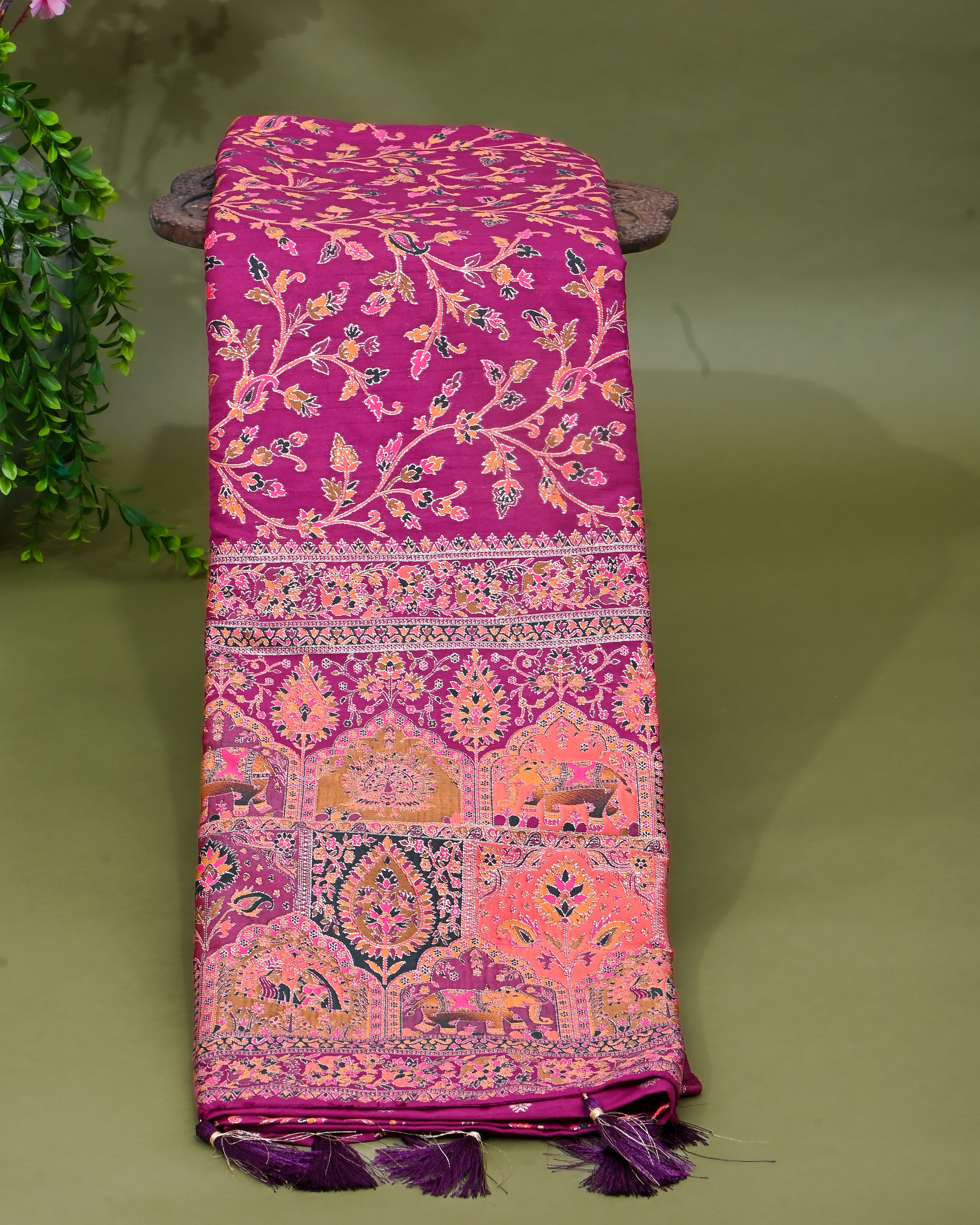 Purple Silk Banarasi Saree