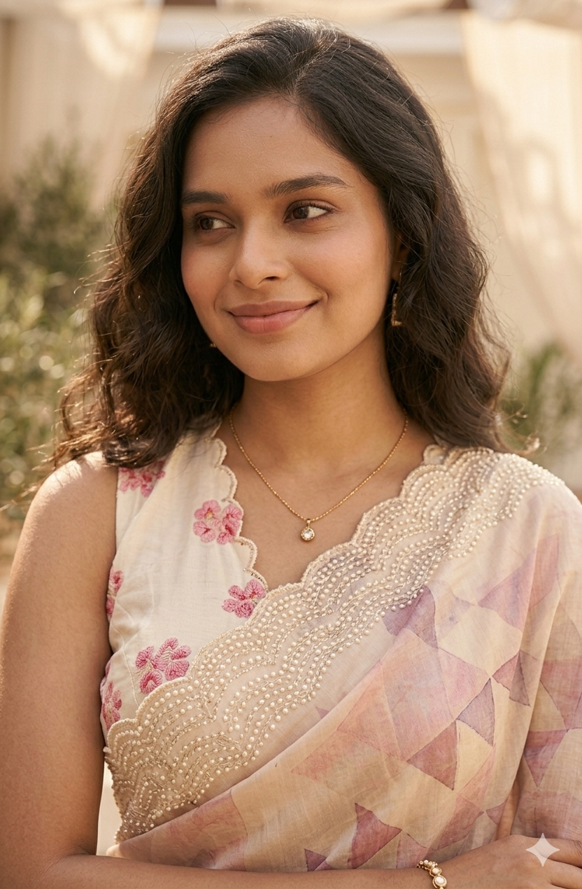 Elegant Geometric Print Saree with Intricate Handcrafted Border