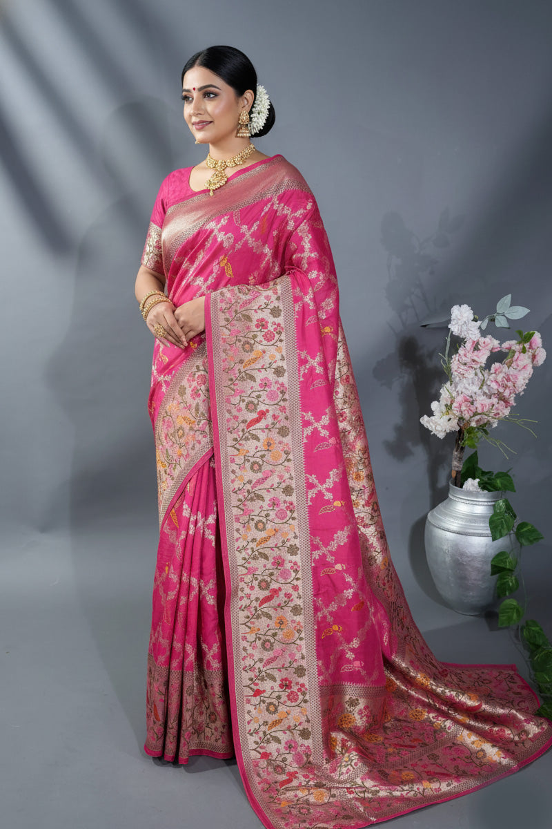Pink Banarasi Dupion Saree
