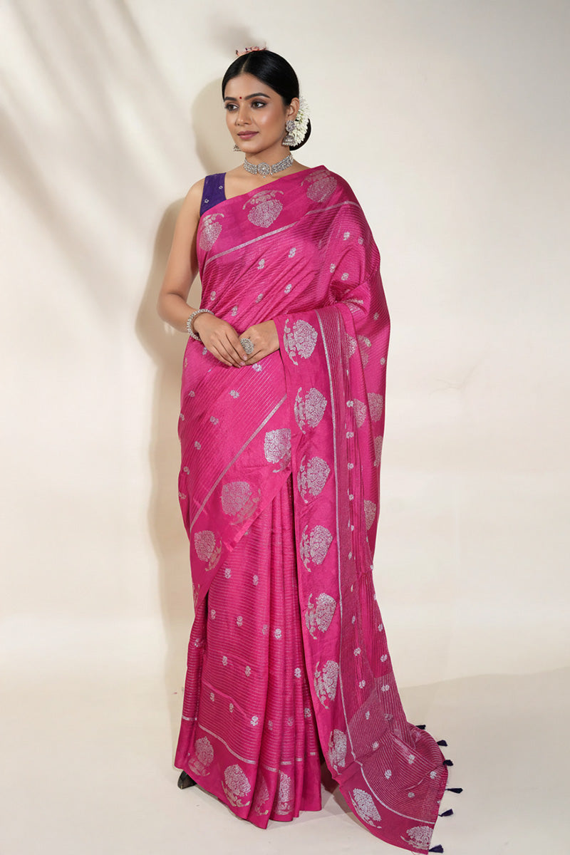 Pink Banarasi Silk Saree